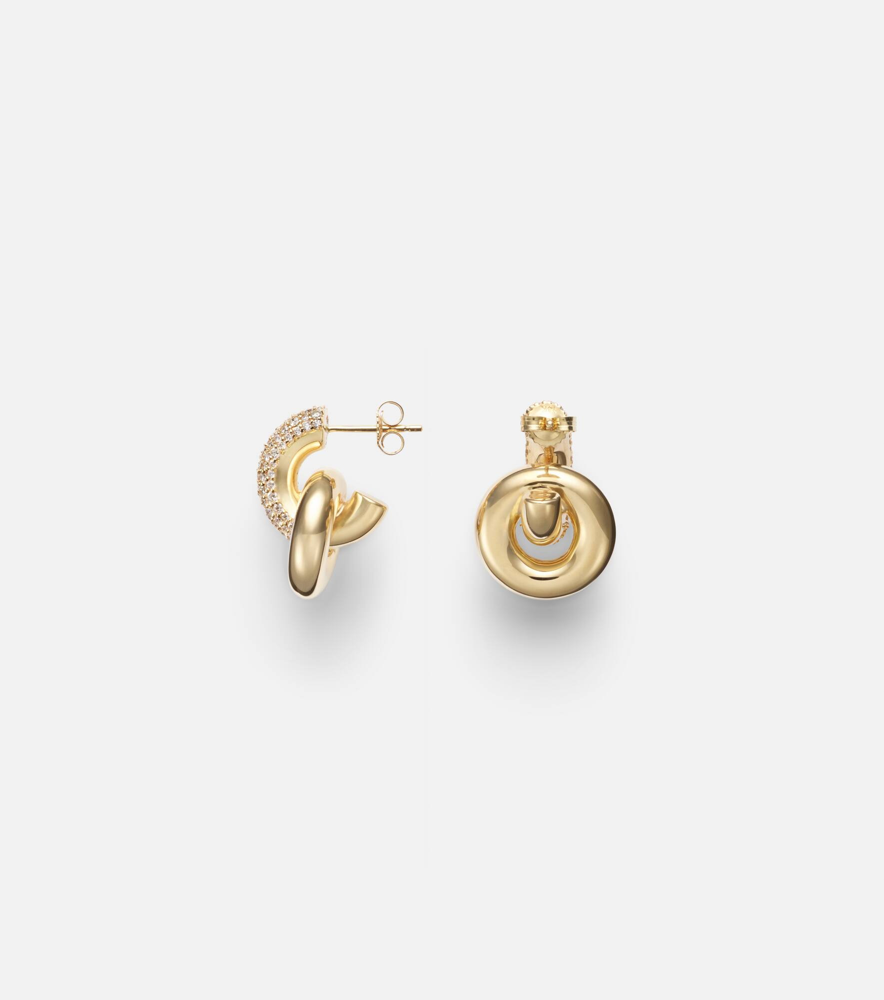 Buoy 14kt gold huggie earrings with diamonds - 4