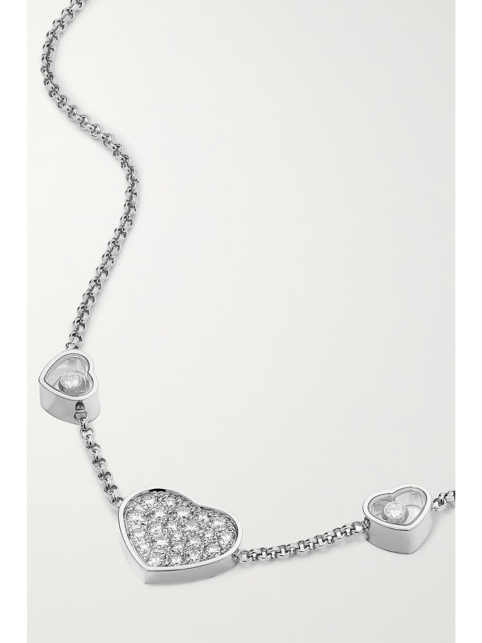 Happy Hearts 18-karat white gold diamond necklace Silver - 4
