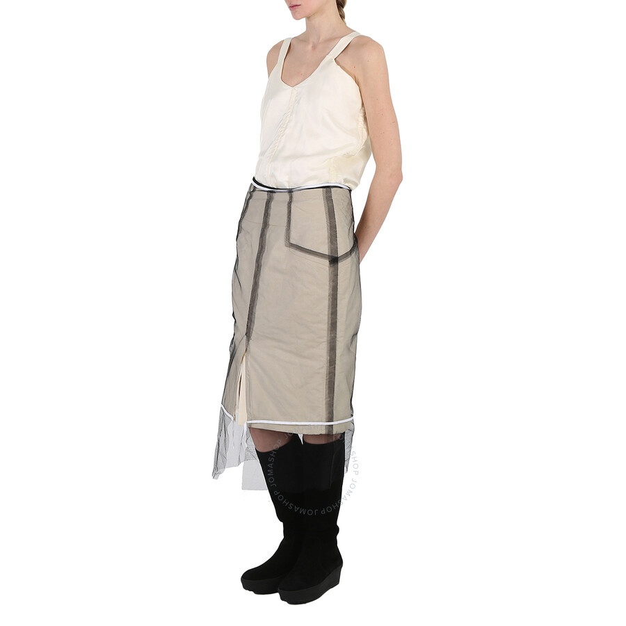 Maison Margiela Ladies Ecru Layered Calico Midi Dress - 5