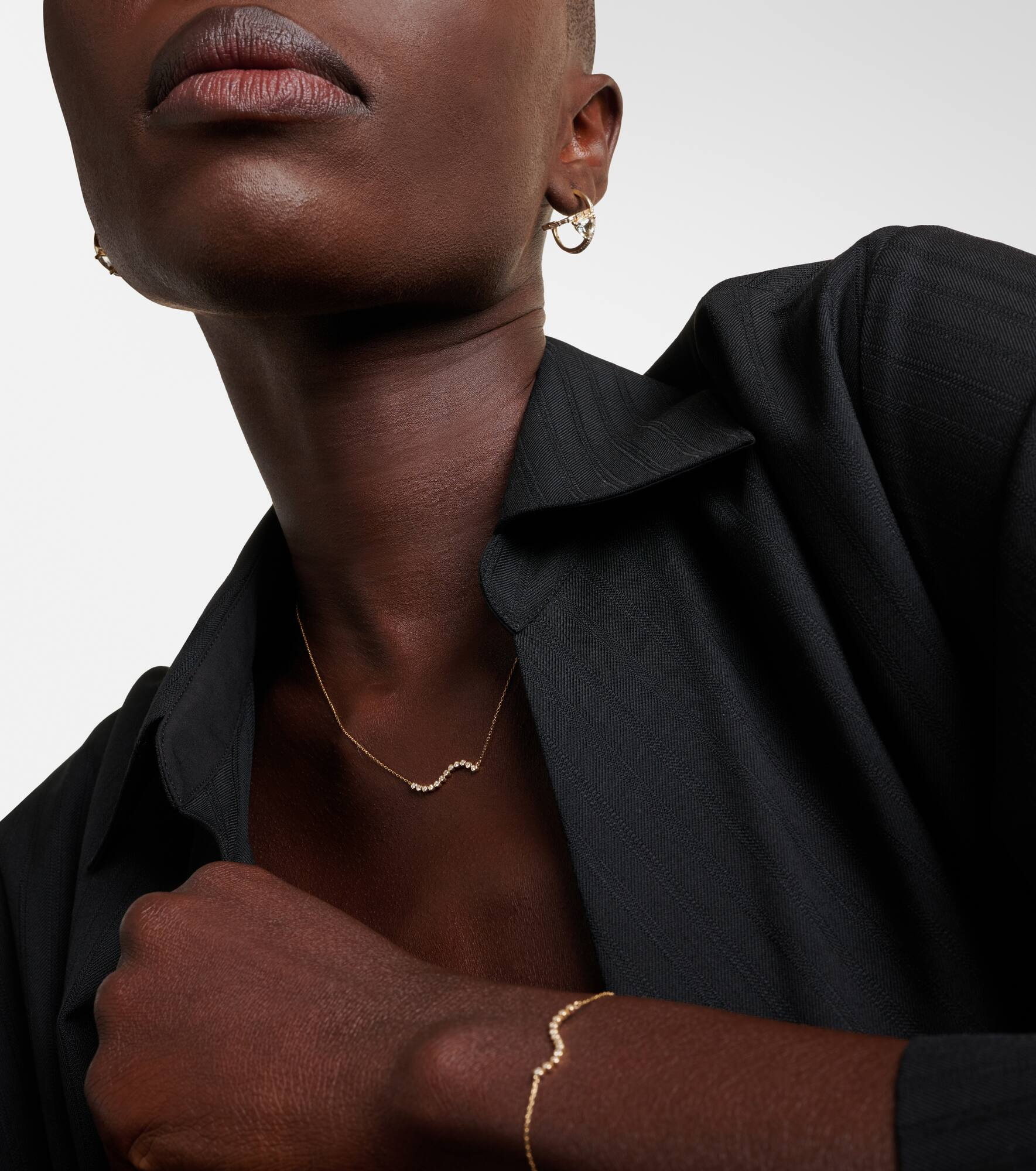 14kt gold wave necklace with diamonds - 3