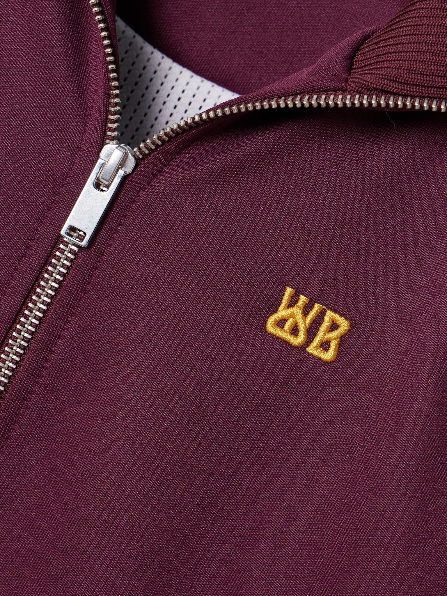 Mantra knit-trimmed embroidered jersey jacket Burgundy - 5