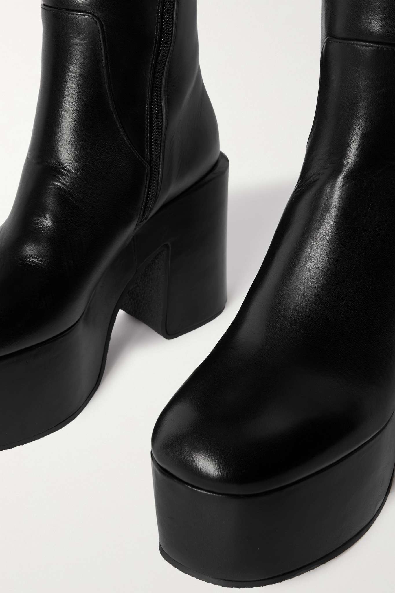 Leather platform knee boots - 4