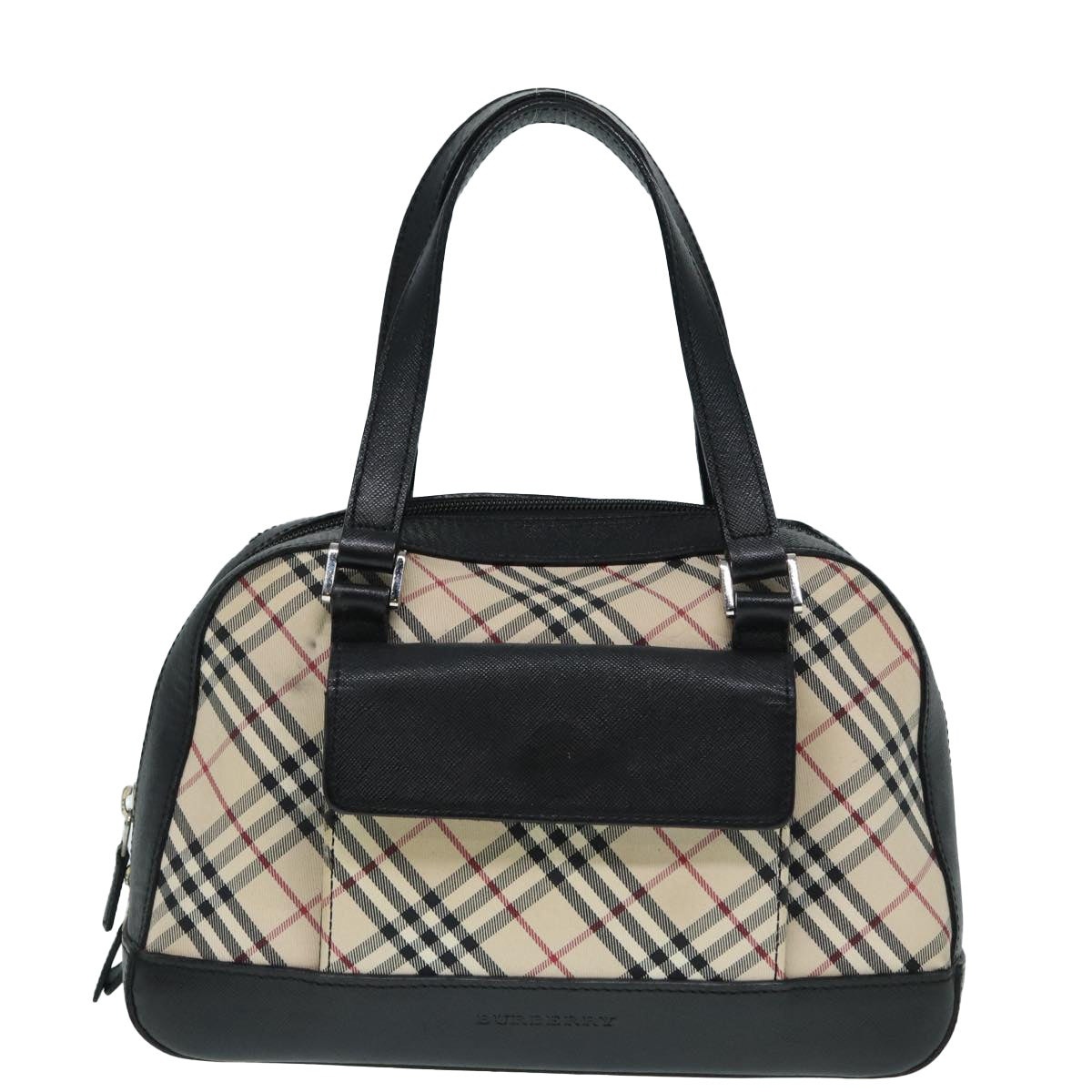 Burberry Nova Check Hand Bag Canvas Beige Silver - 13