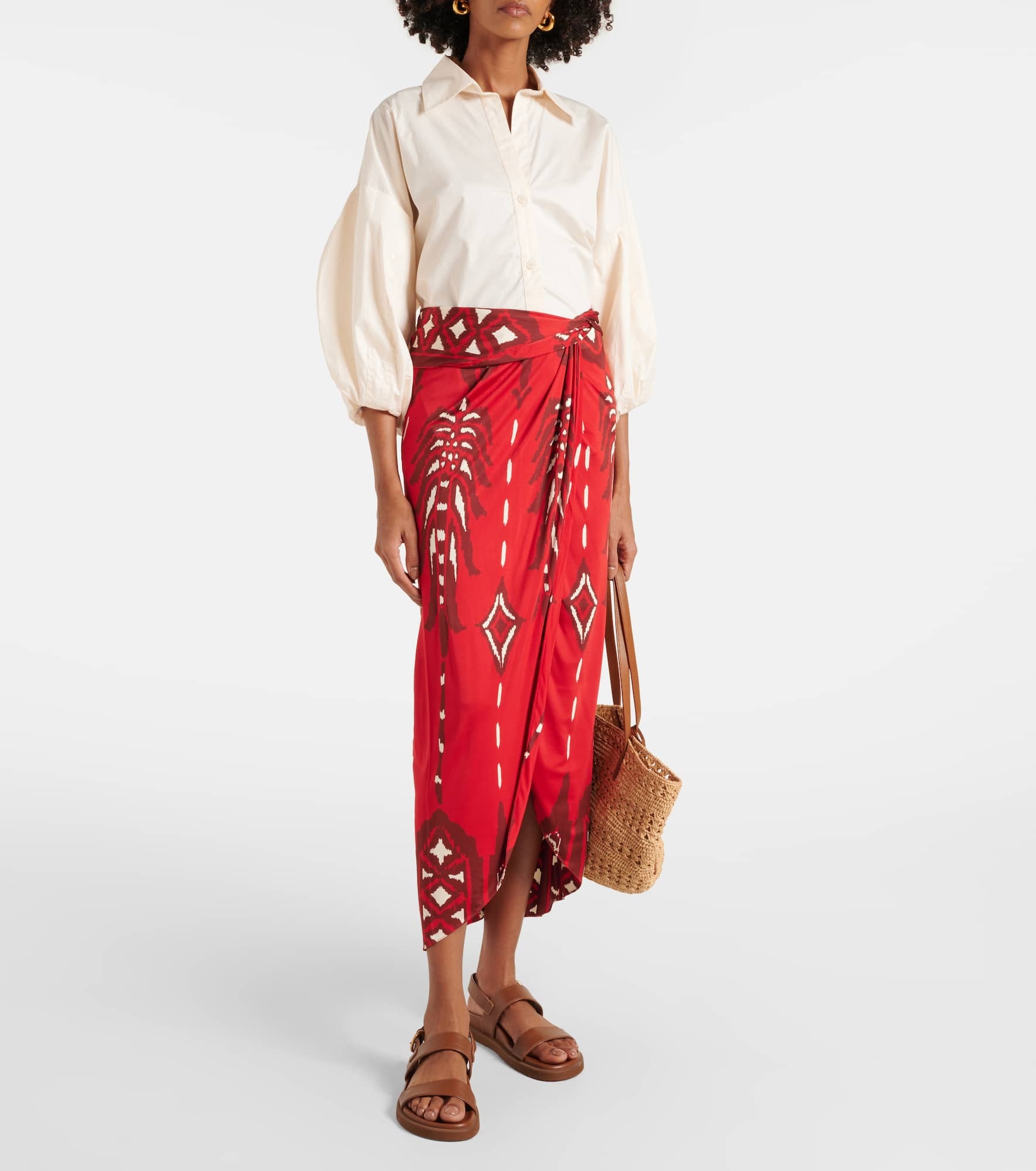 Printed twisted midi skirt - 2