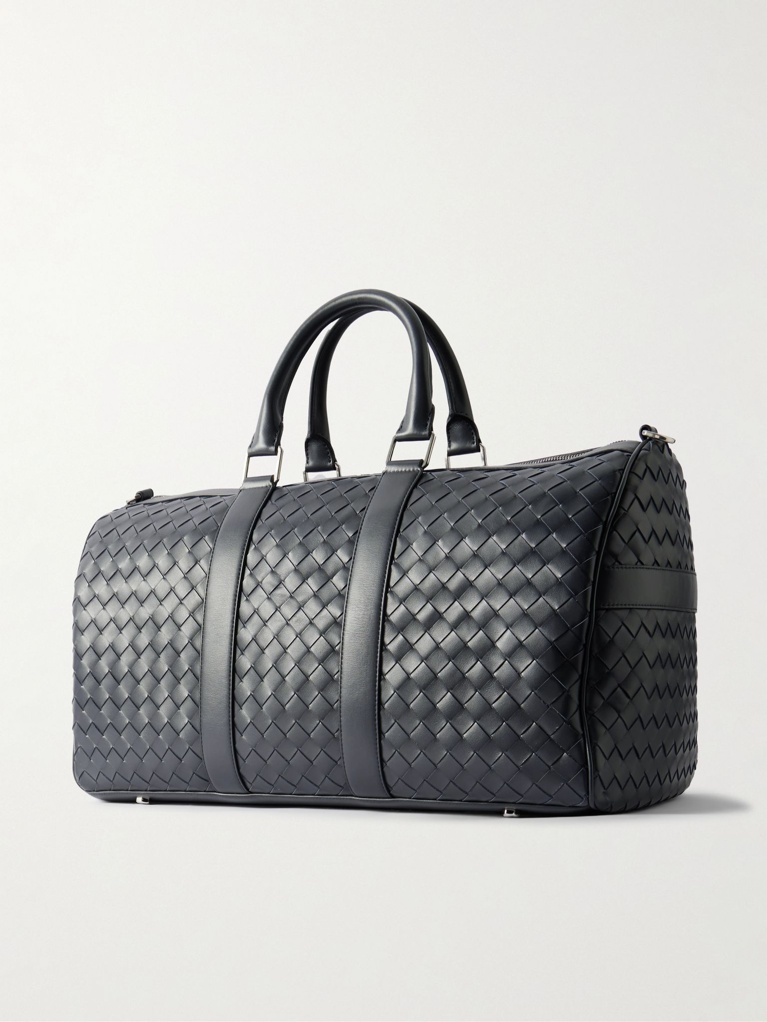 Intrecciato Leather Weekend Bag Charcoal - 3