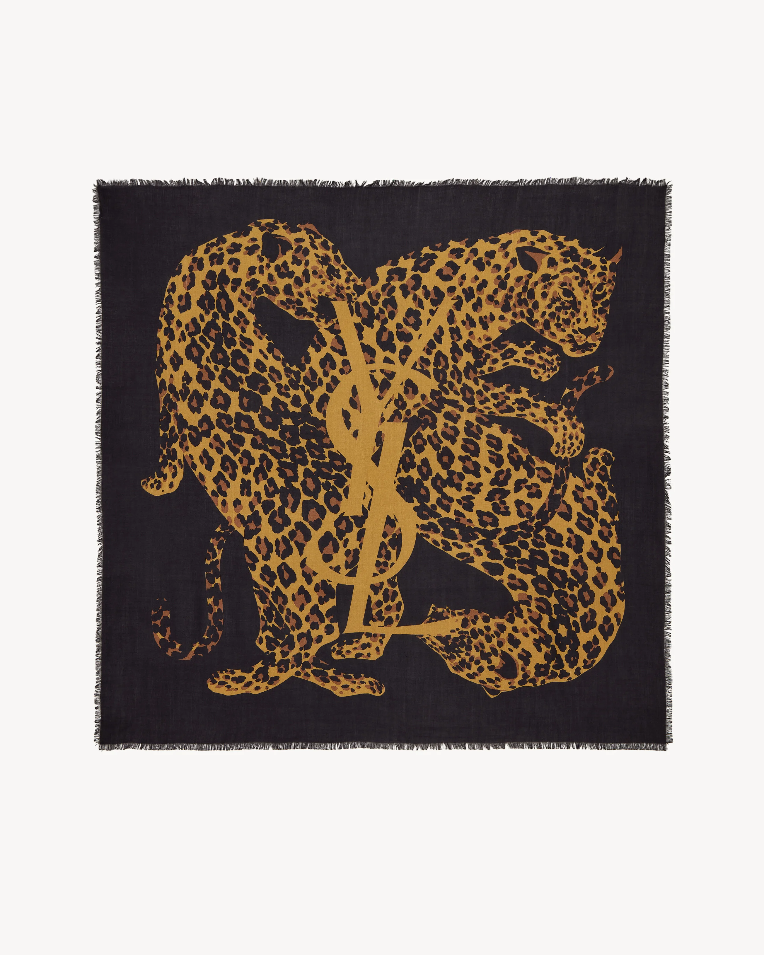 CASSANDRE LEOPARD SQUARE SCARF IN WOOL TWILL - 1