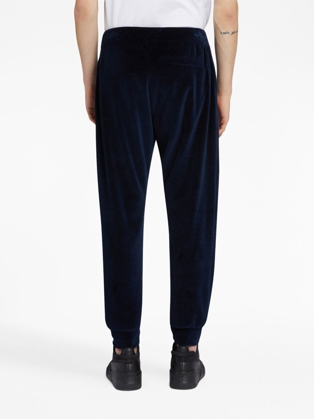 logo-embroidered velvet track pants - 4