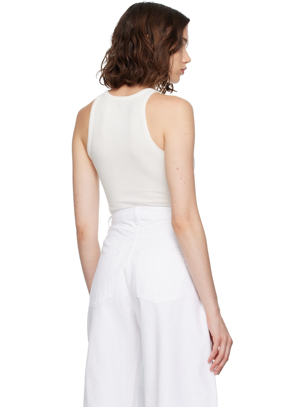White Sculpting Rib Jersey Bodysuit - 3