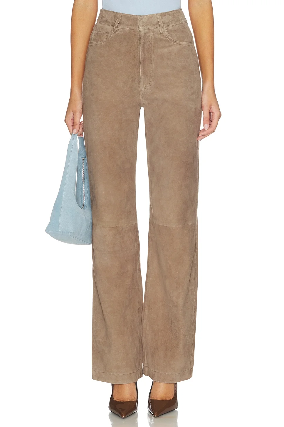 Straight Suede Pants - 1