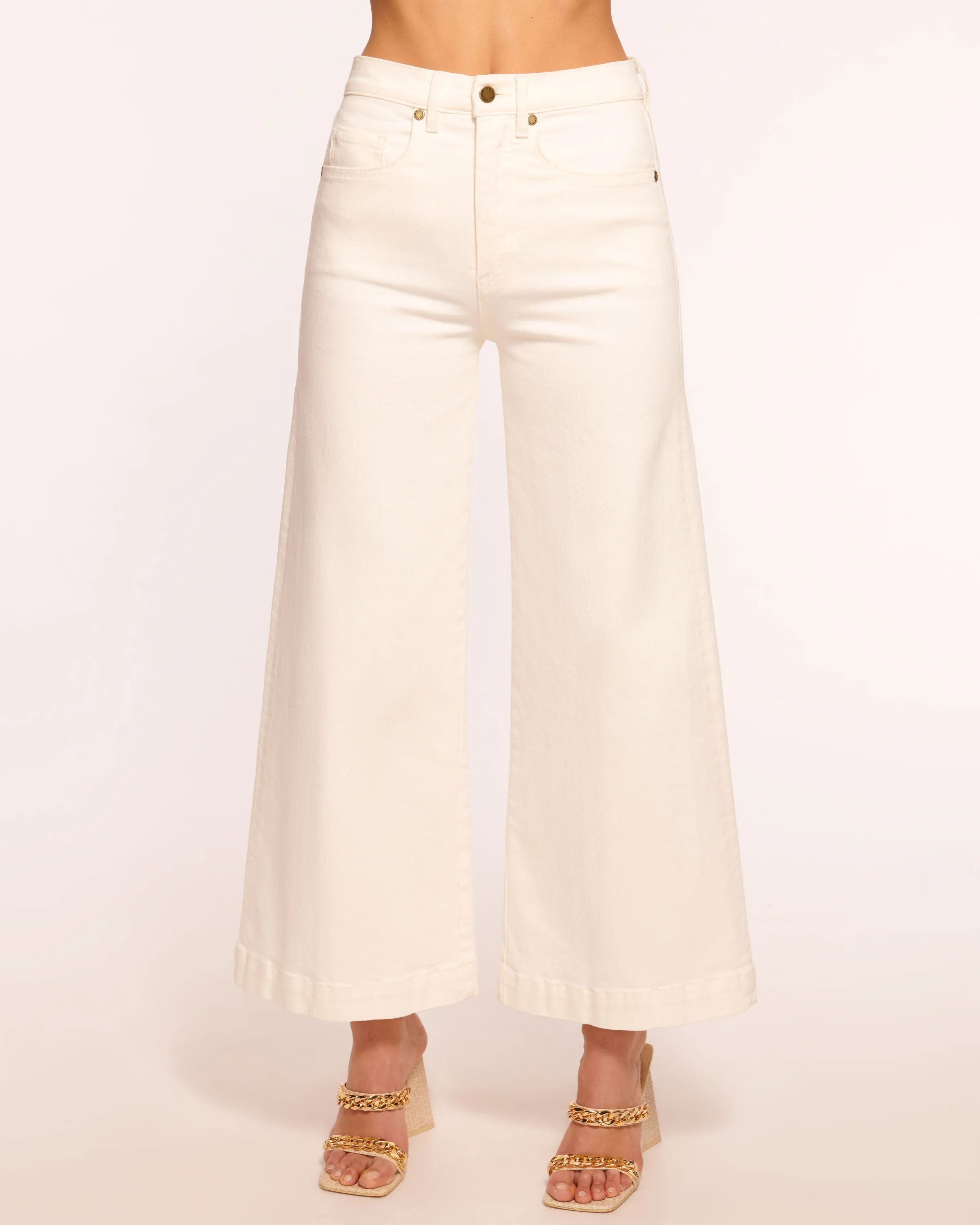 Tyra 5-Pocket Cropped Wide Leg Jean | WHITE - 1