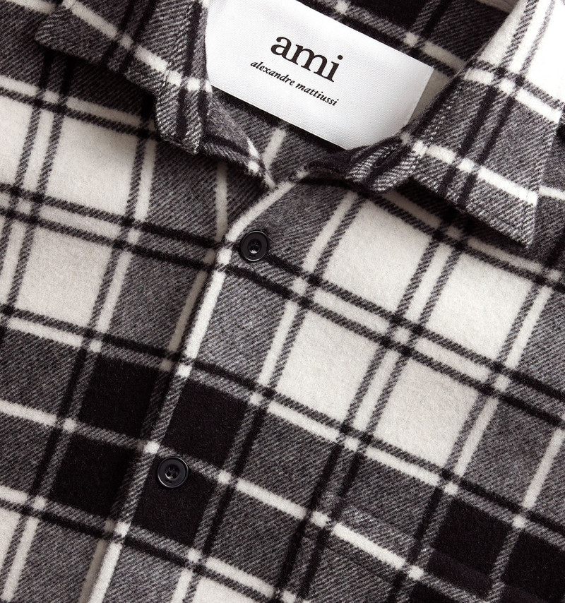Checked Overshirt With Ami Paris Print 3