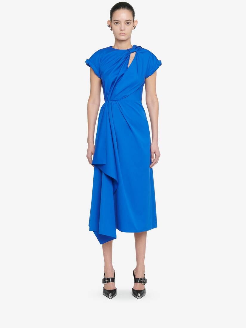 Women's Knot Detail Midi Dress in Ultramarine - 6