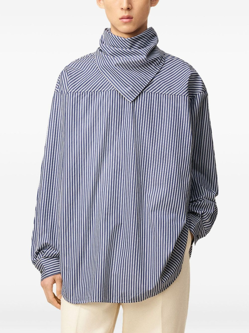 AMI Paris striped-pattern bandana-collar shirt outlook