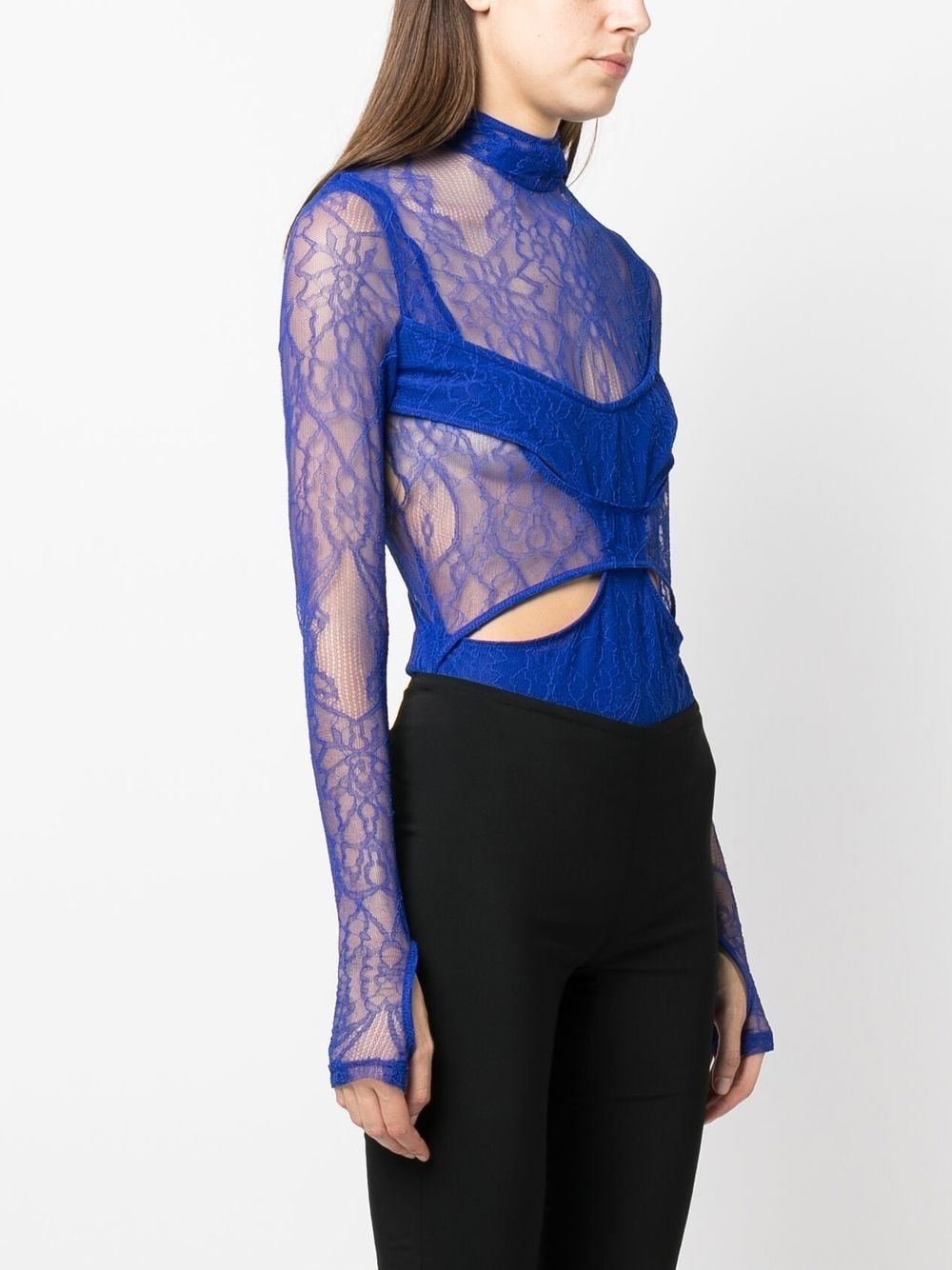 sheer lace masked bodysuit - 3