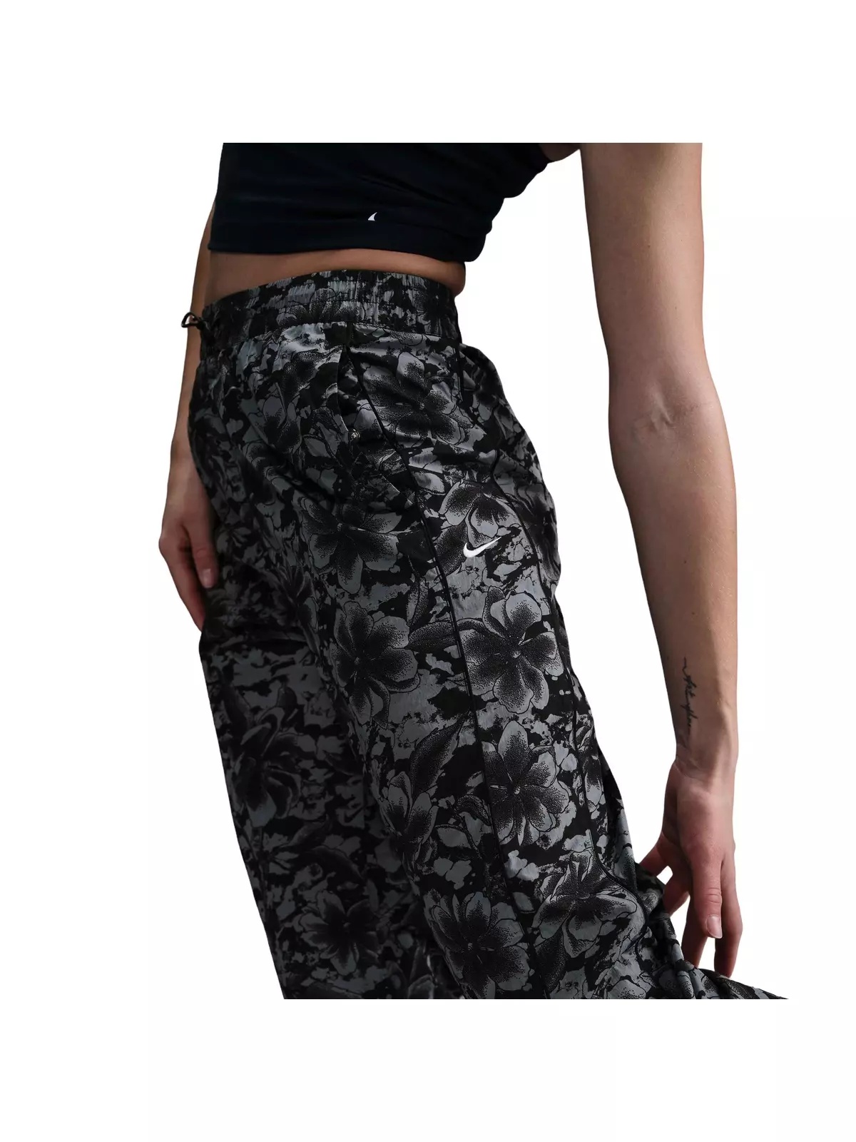 Women's Sportswear Windrunner UV Protection Mid-Rise Woven Printed Pants-Black - 5