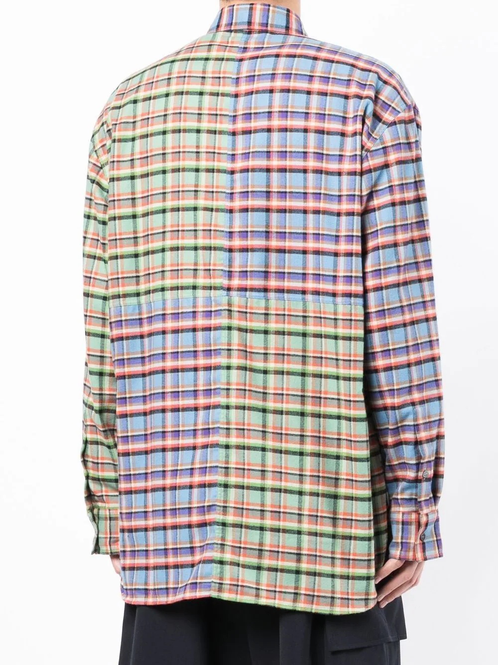 colour-block checked shirt - 4