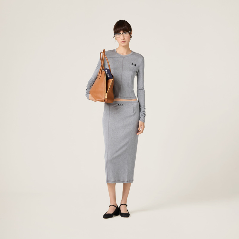 Miu Miu Jersey and silk skirt outlook