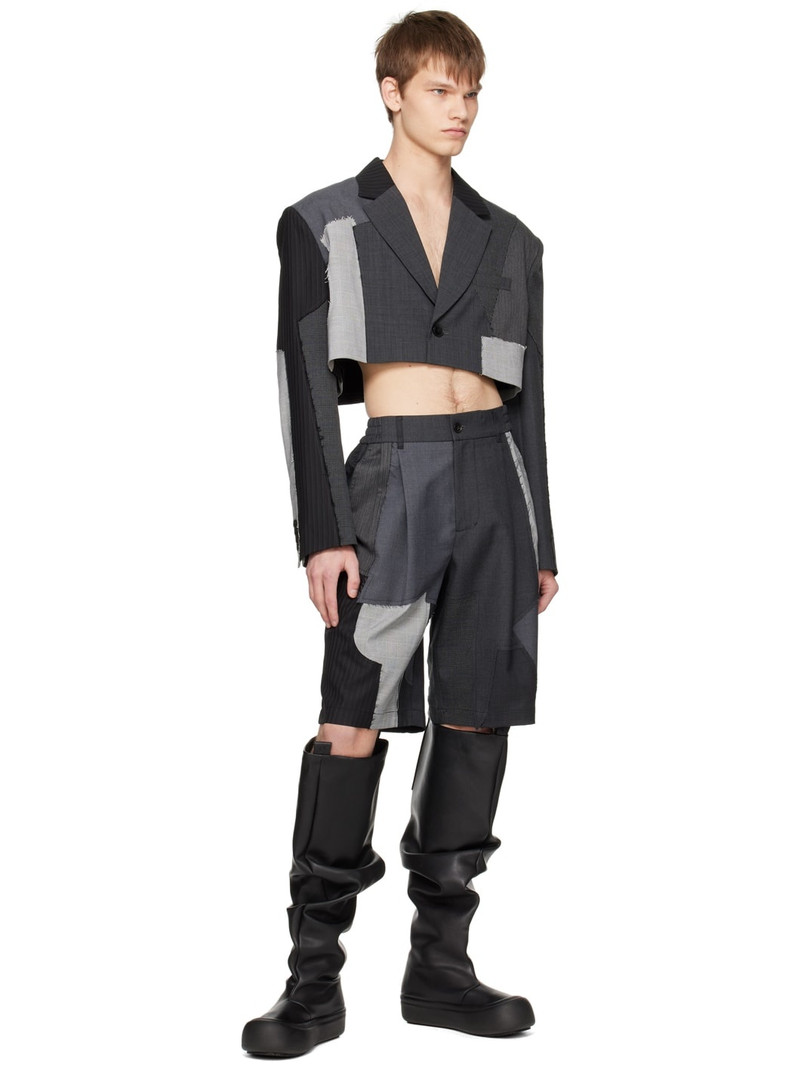 FENG CHEN WANG Gray Patchwork Blazer outlook