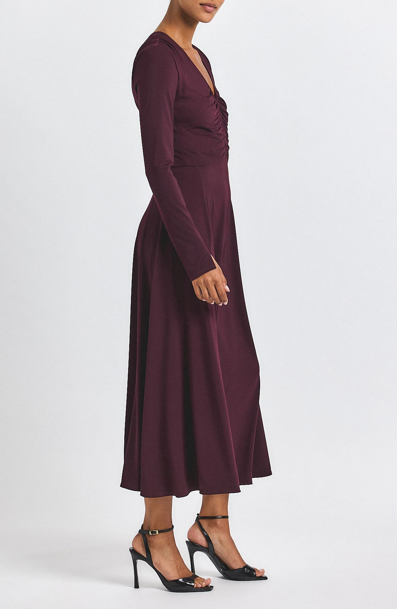 Derek Lam 10 Crosby Isabella Long Sleeve Ruched Dress in Black Cherry at Nordstrom - 3