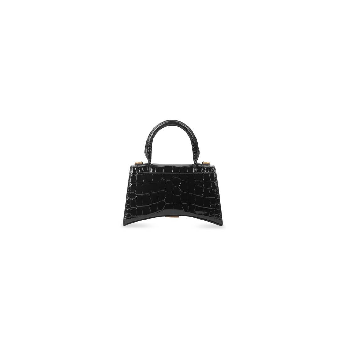 Women's Hourglass Xs Handbag Crocodile Embossed in Black - 3