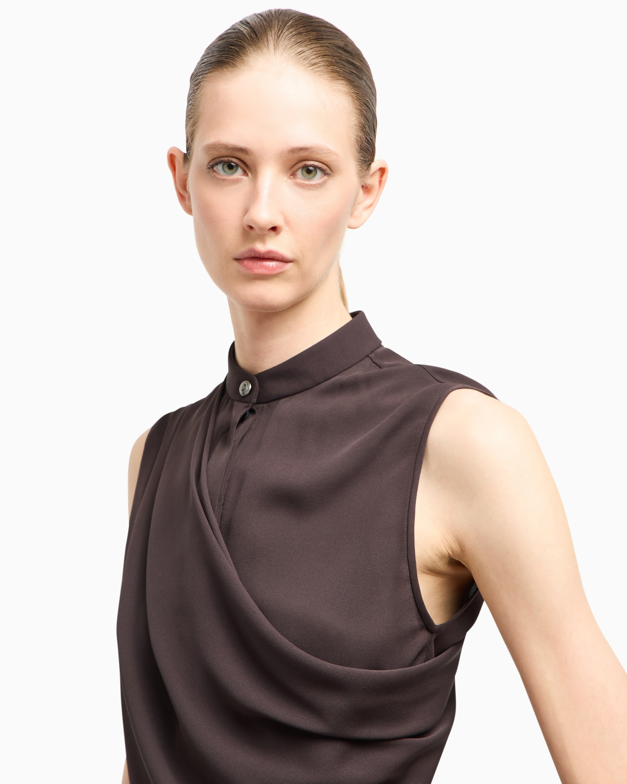 DRAPED TOP IN TRIPLE SILK GEORGETTE - 5