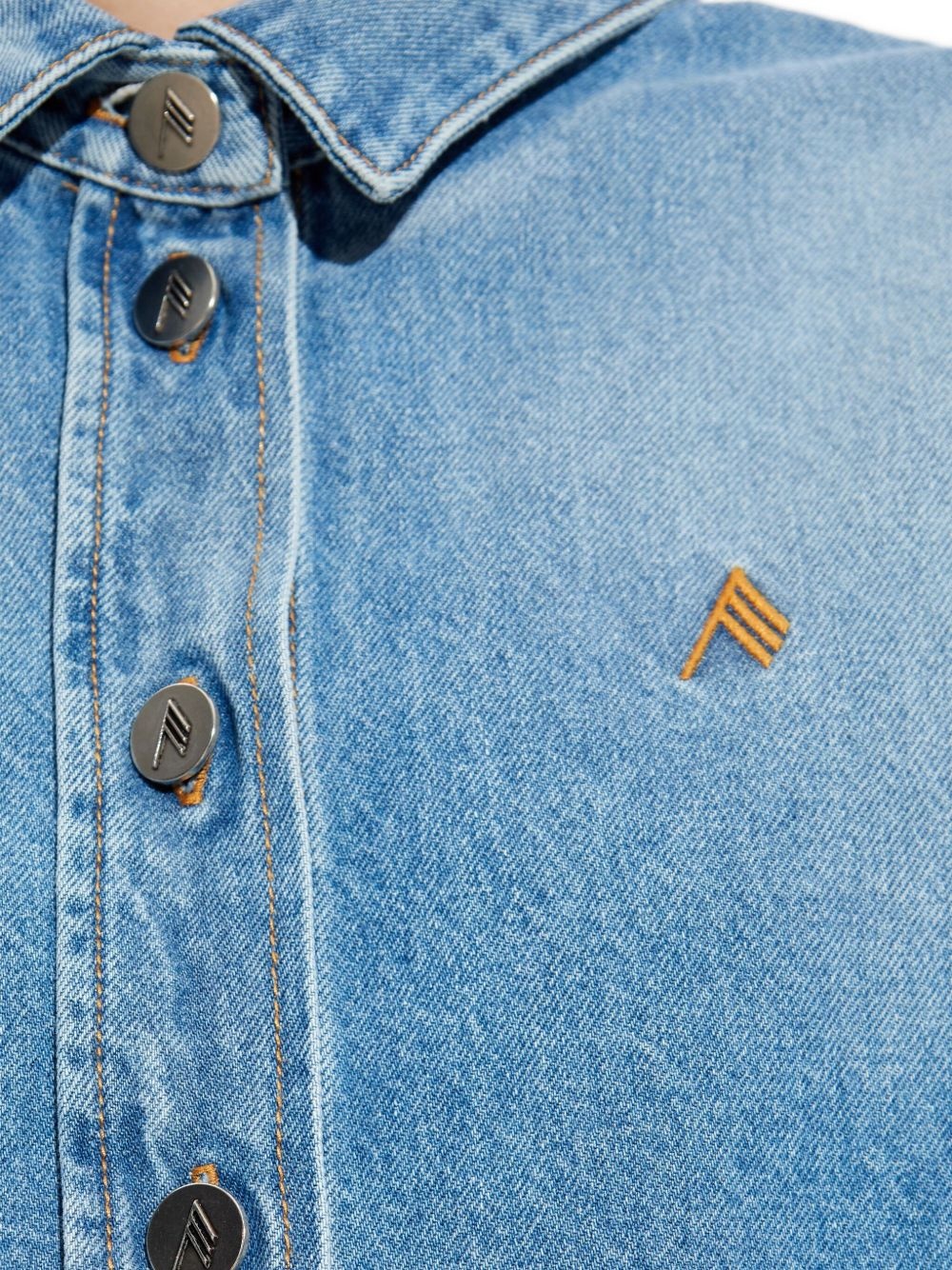 asymmetric-hem denim shirt - 5