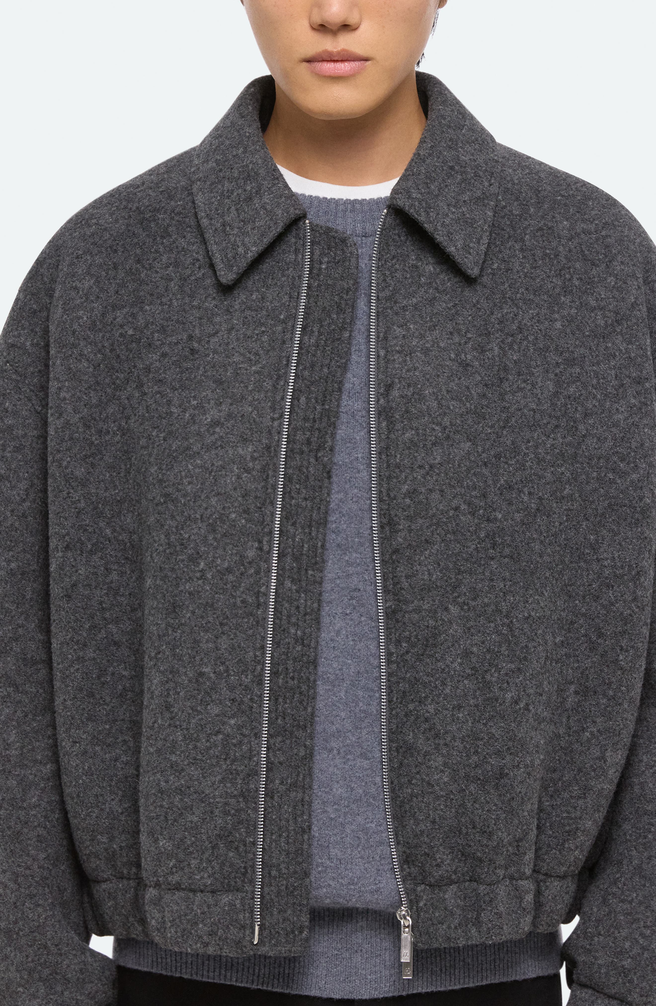 Helmut Lang Boiled Bomber in Grey Melange/Black at Nordstrom - 4