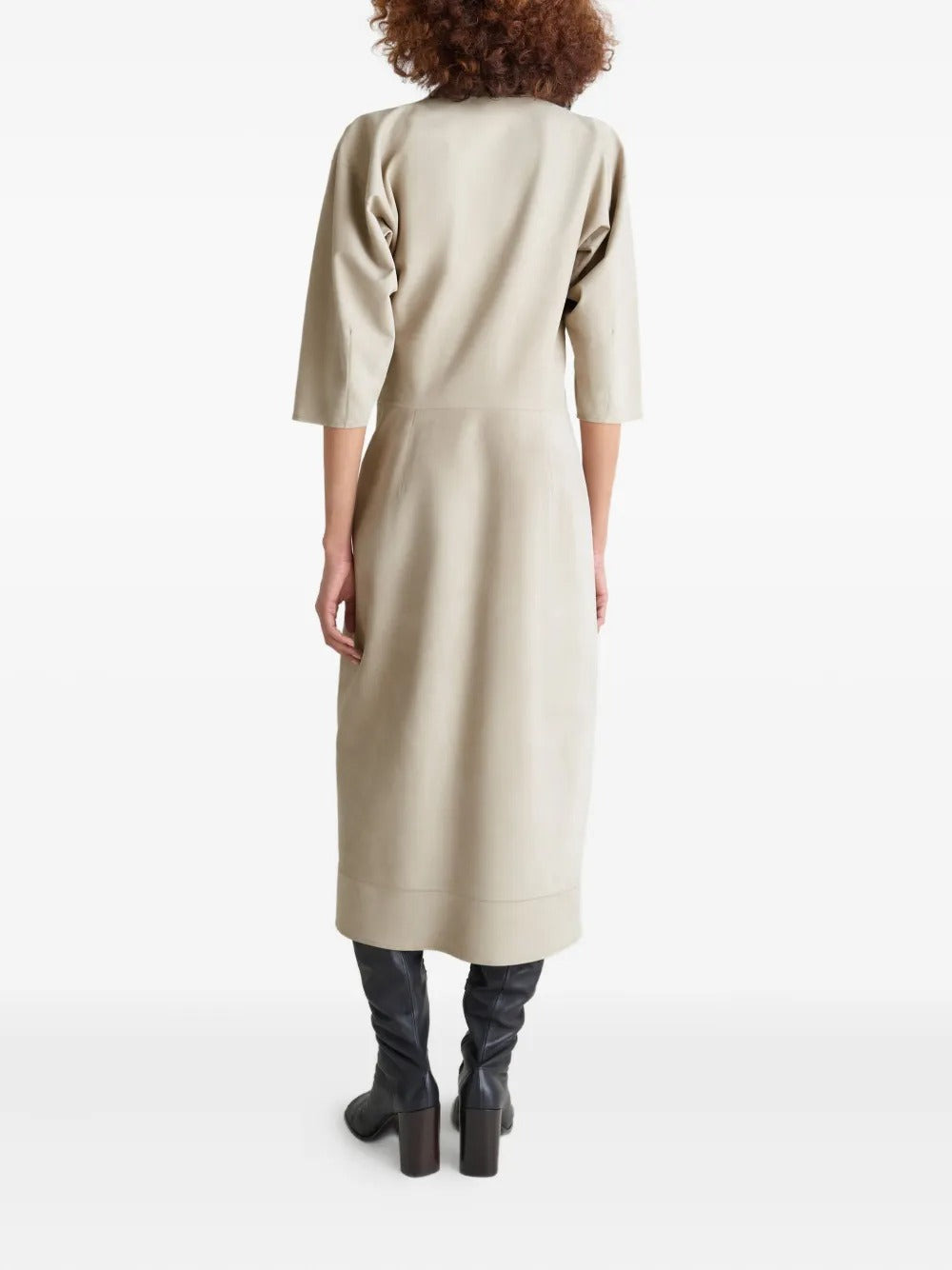LEMAIRE - Women Leather V-Neck Dress - 3