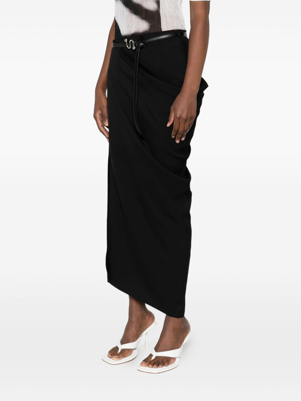 draped belted skirt - 3