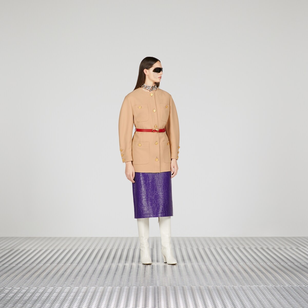 Belted crêpe wool-silk jacket - 2