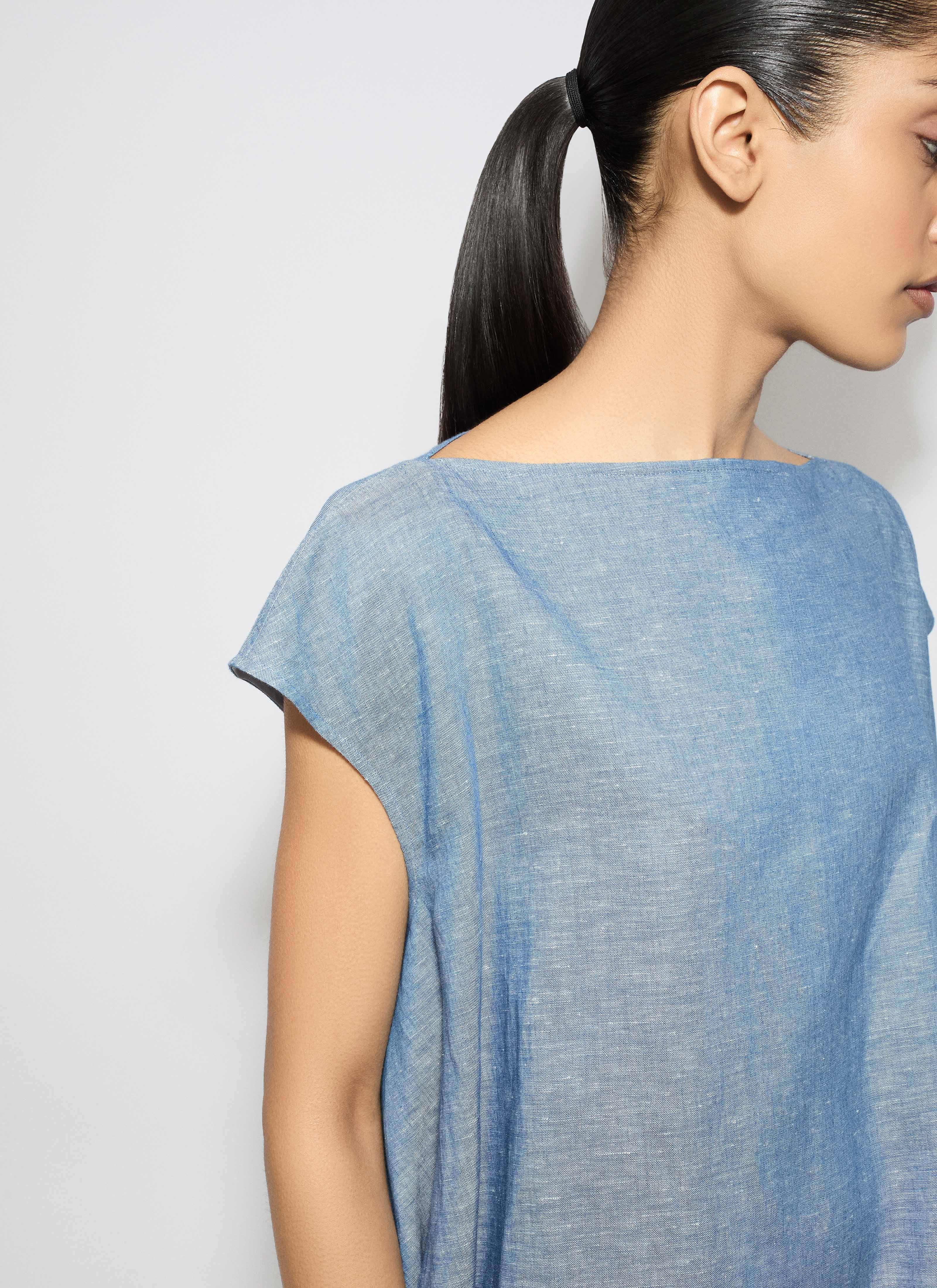 CHAMBRAY RUCHED DRESS - 5