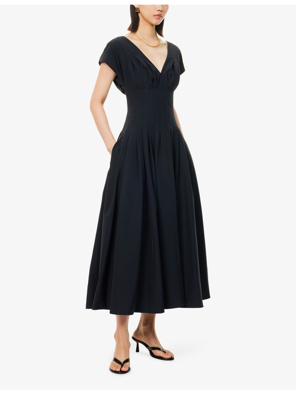 Nina Pleated Cotton-Blend Midi Dress - 2