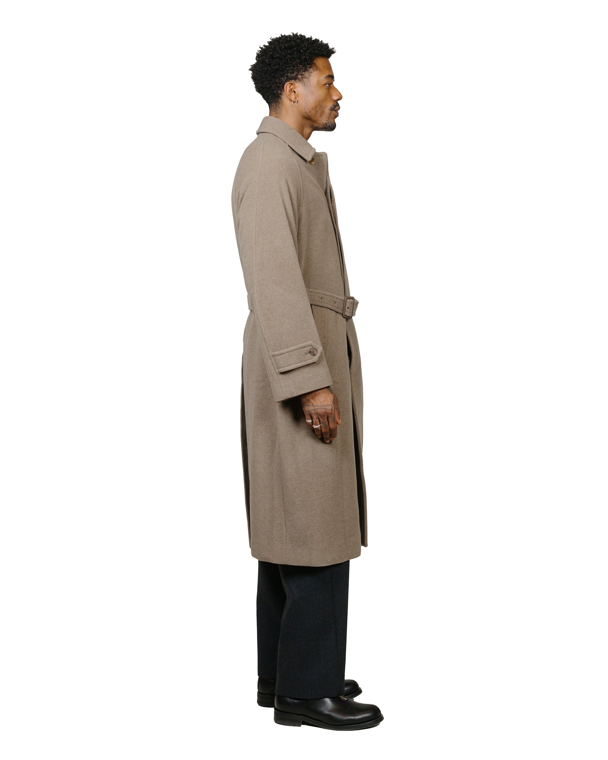 Super Fine Wool Mosser Soutien Collar Coat Khaki Beige - 3