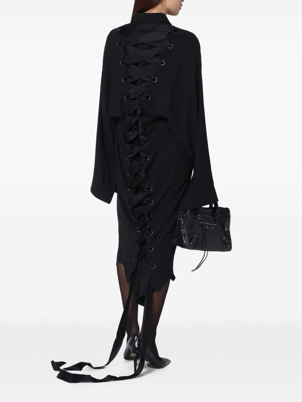 lace-up back dress - 3