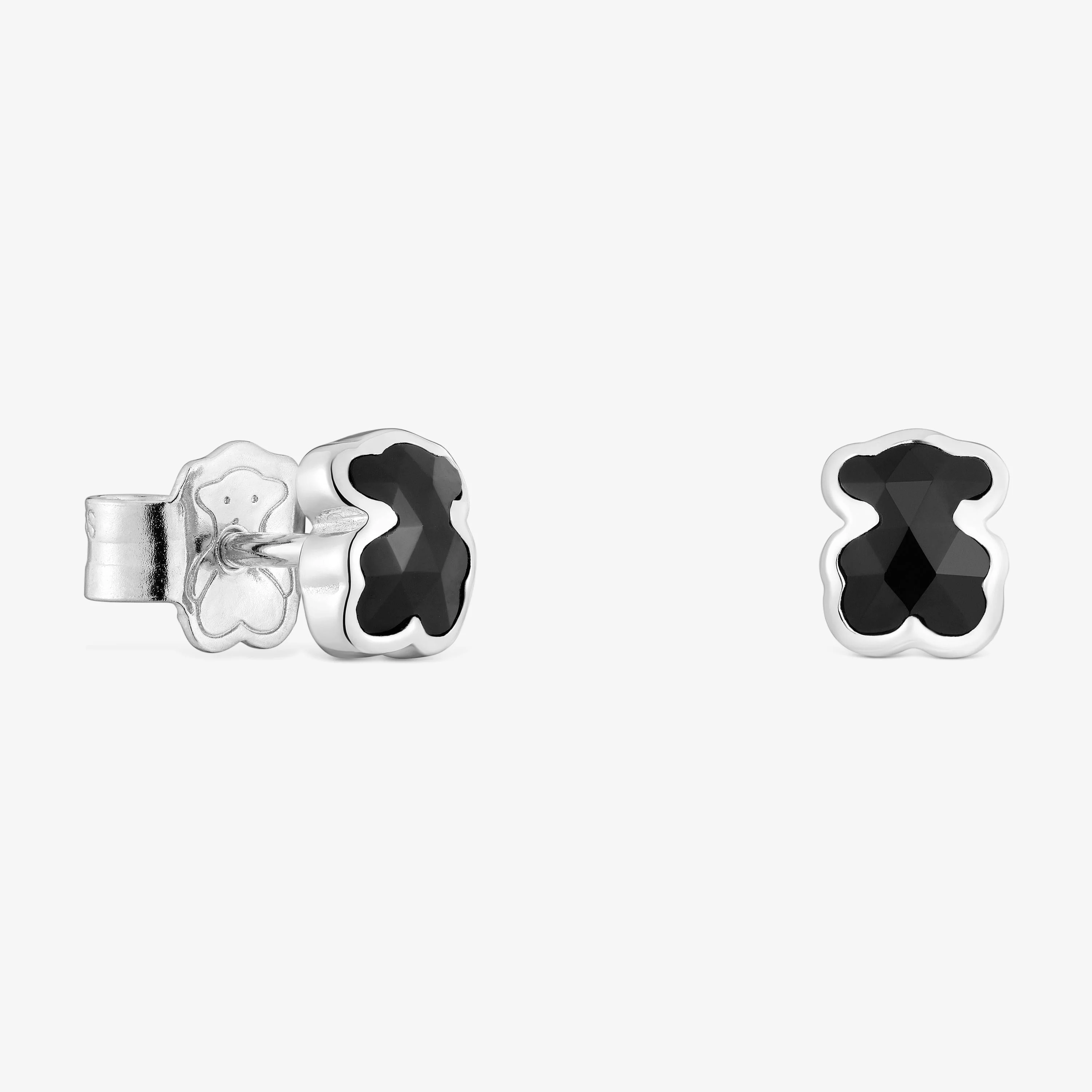 6 mm silver and onyx bear Earrings TOUS Icon Color - 1