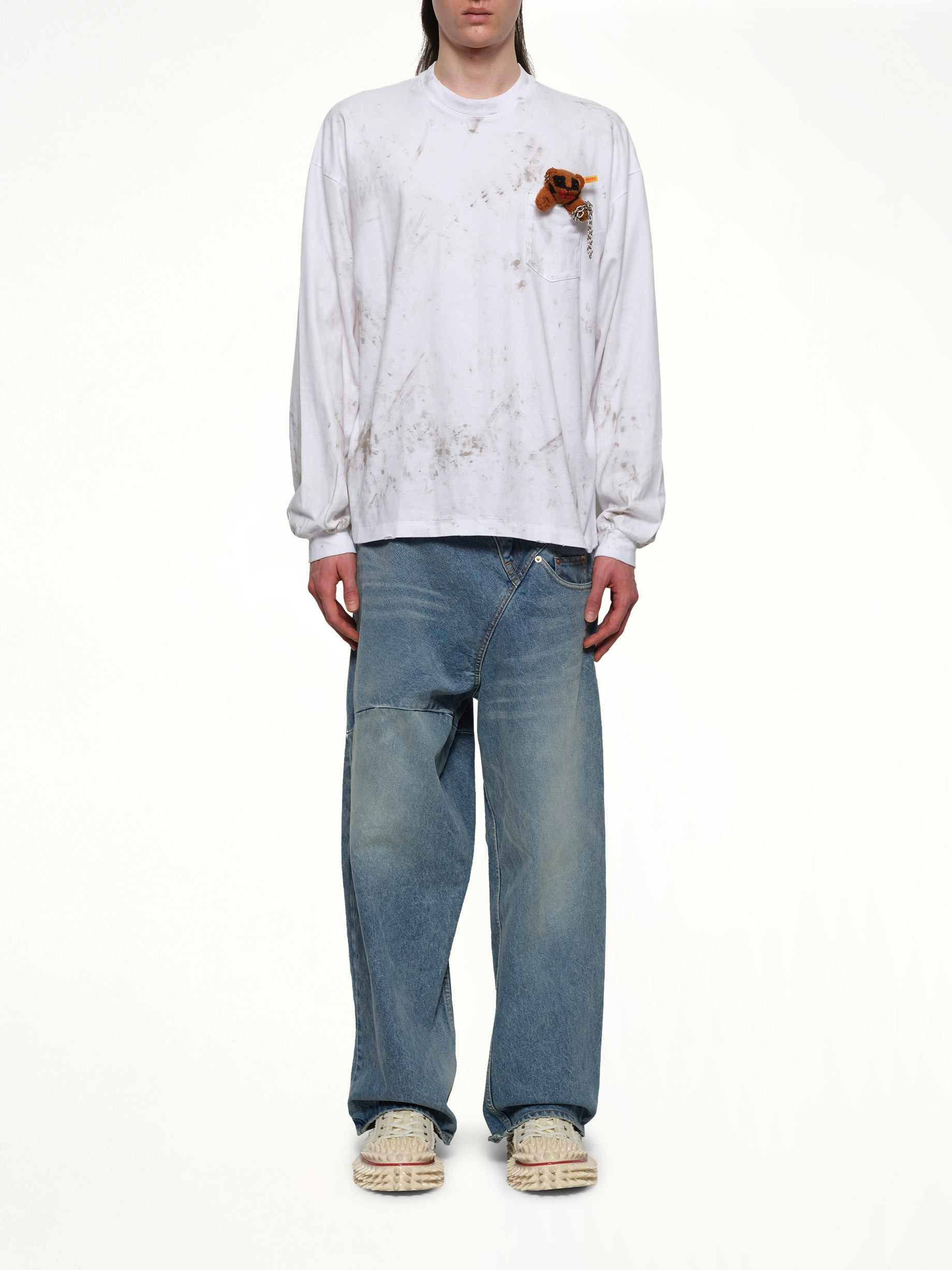 Long Sleeve T-Shirt With Villain Bear in White - 7