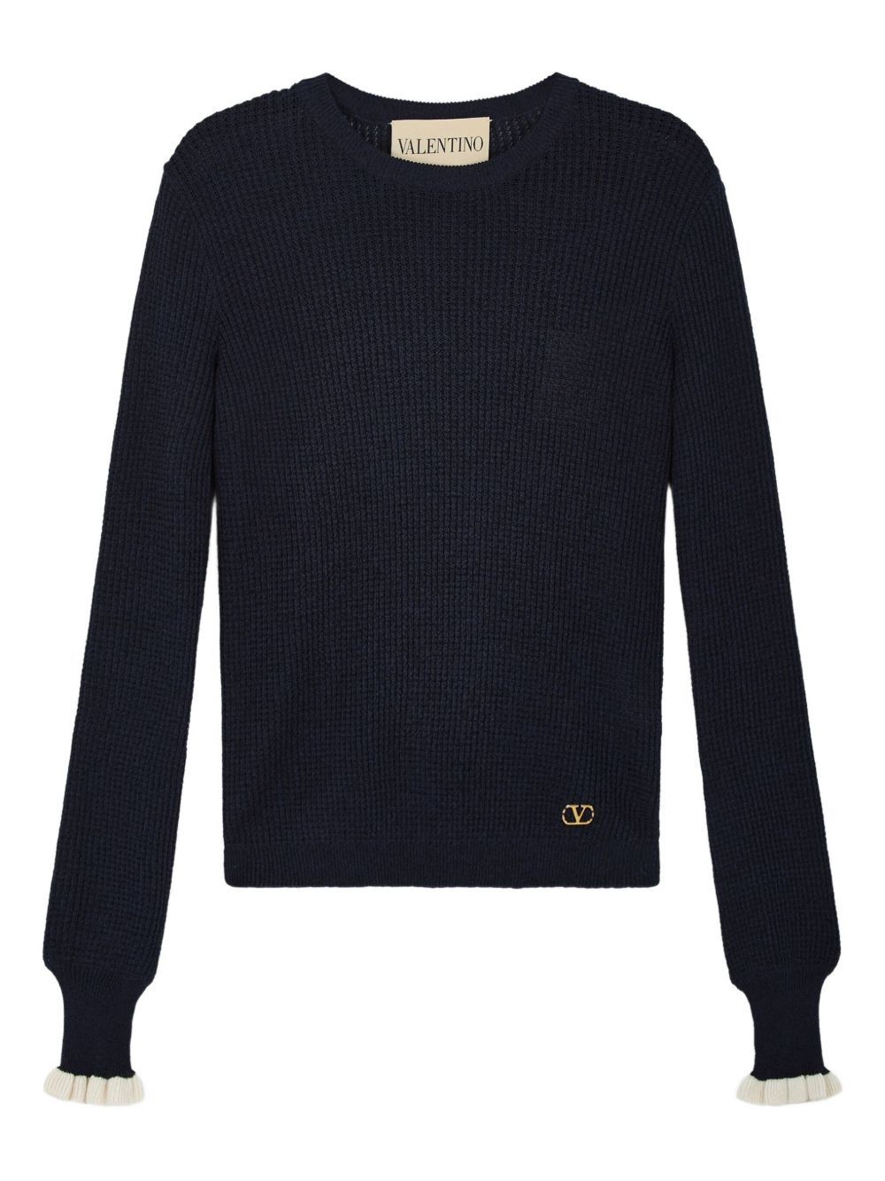 ribbed-knit ruffled-cuff sweater - 1