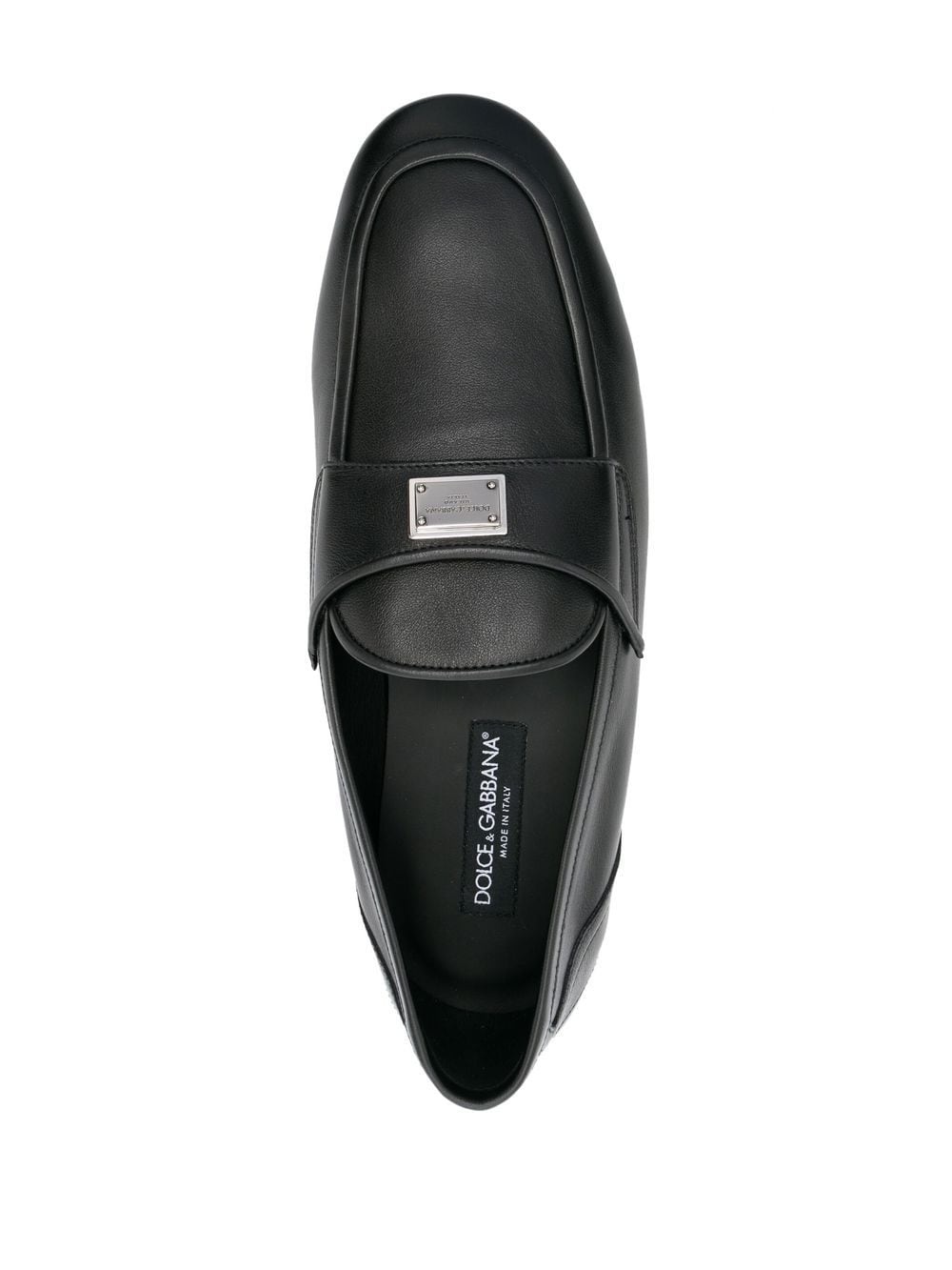 logo-plaque leather loafers - 4