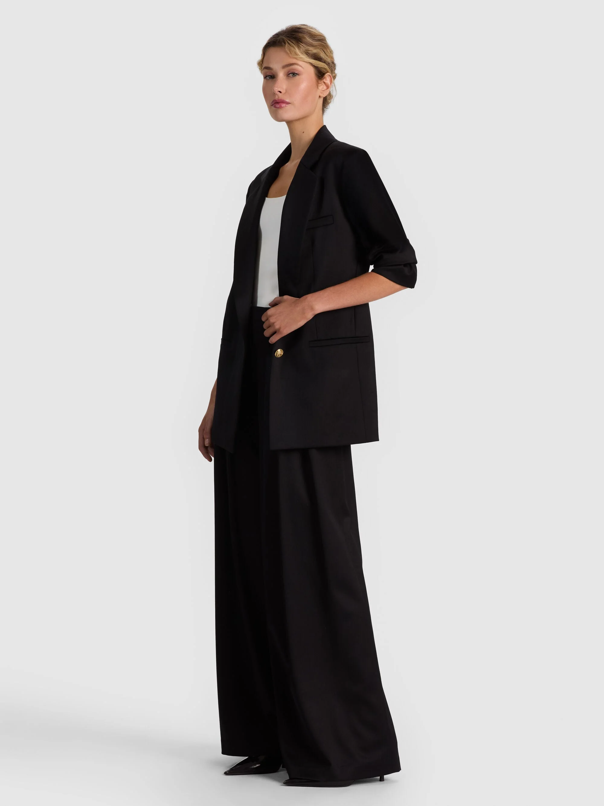 RONAN OVERSIZED BOXY BLAZER - BLACK - 1