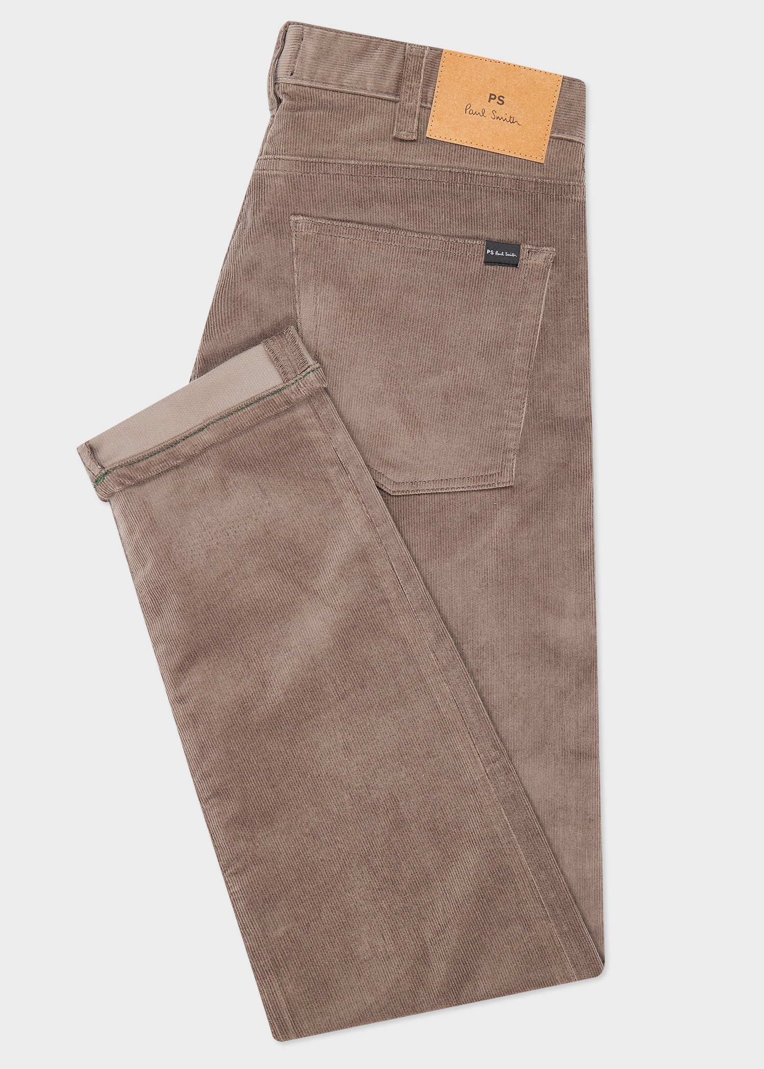 Light Tan Black Tapered-Fit Organic Corduroy Trousers - 2