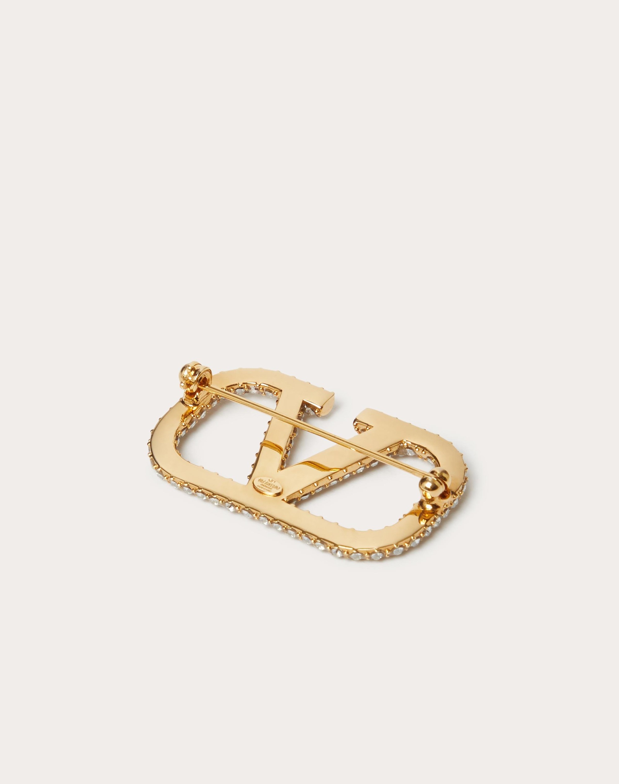 VLOGO SIGNATURE METAL BROOCH WITH SWAROVSKI® CRYSTALS - 3