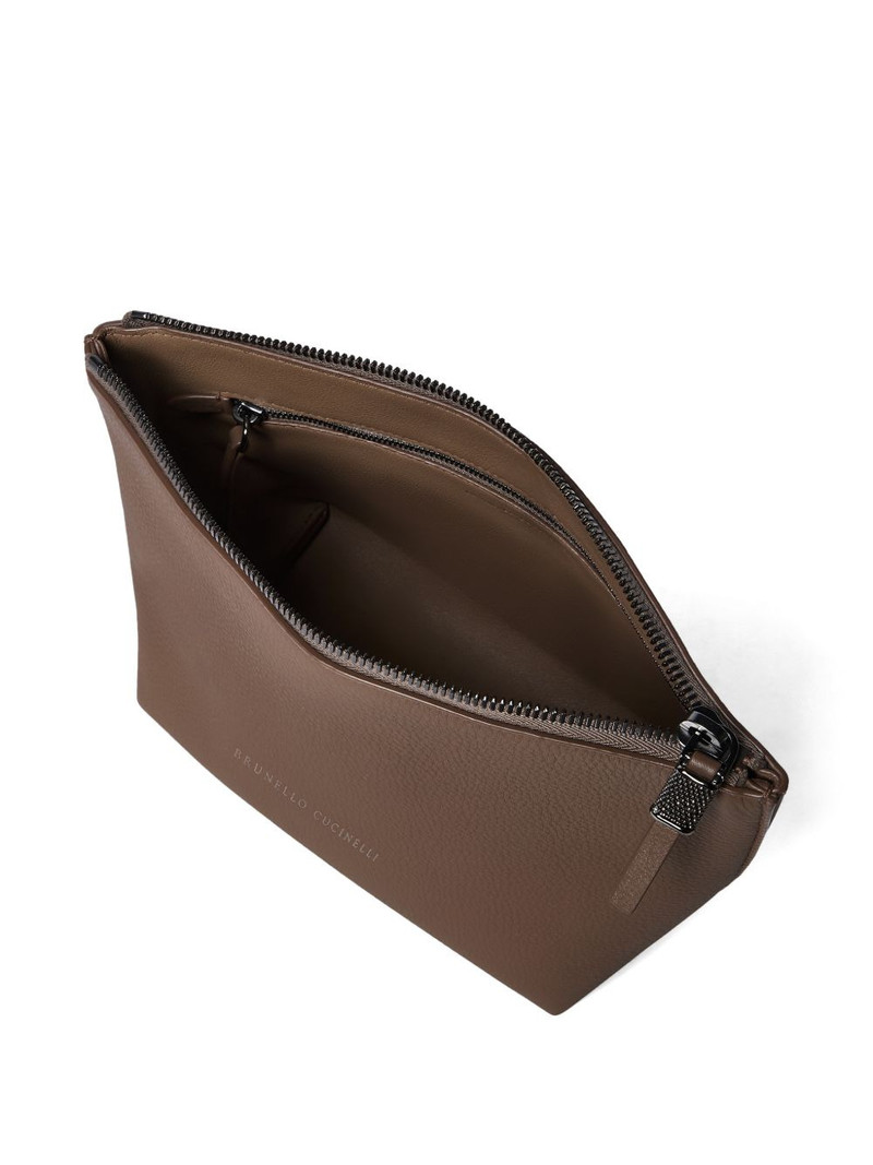 grained calfskin pouch with shiny zipper pull 4