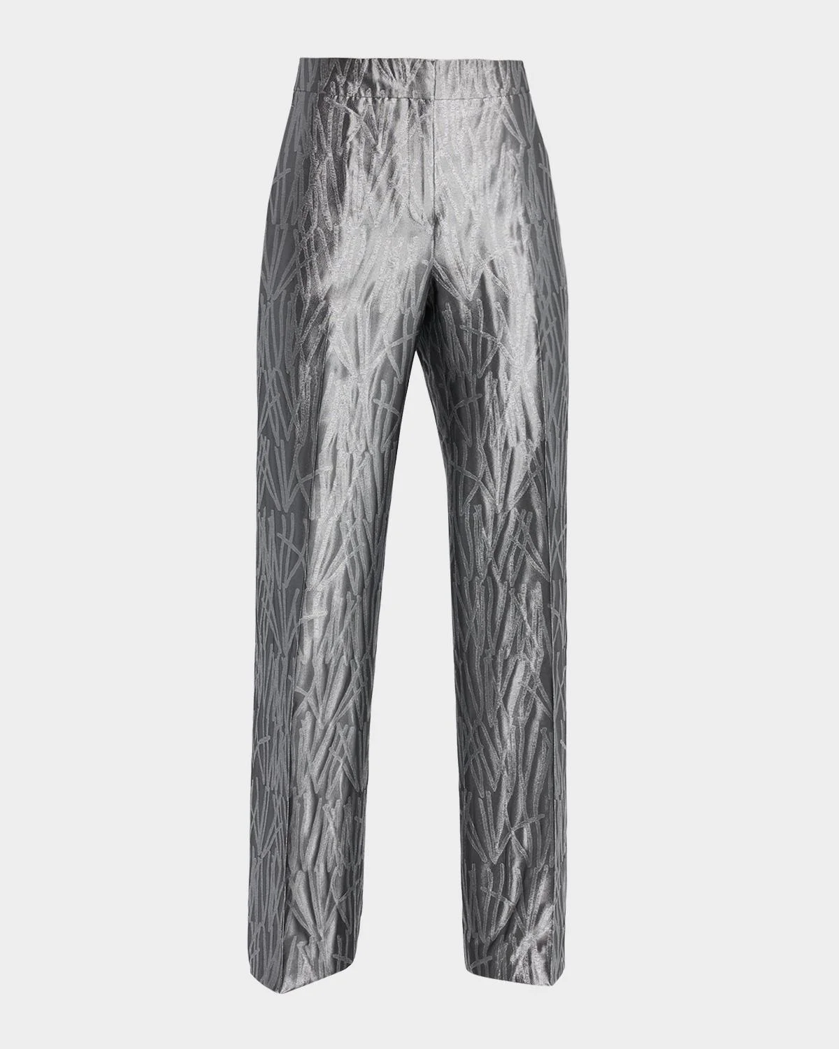 Gates Metallic Jacquard Straight-Leg Pants - 1