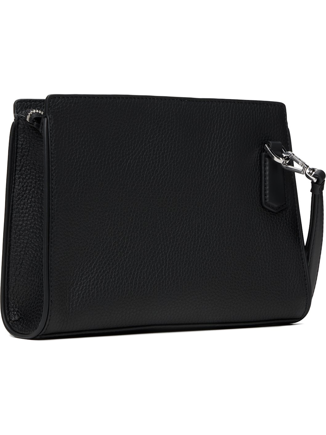 Black Pebble-Grained Leather Pouch - 3