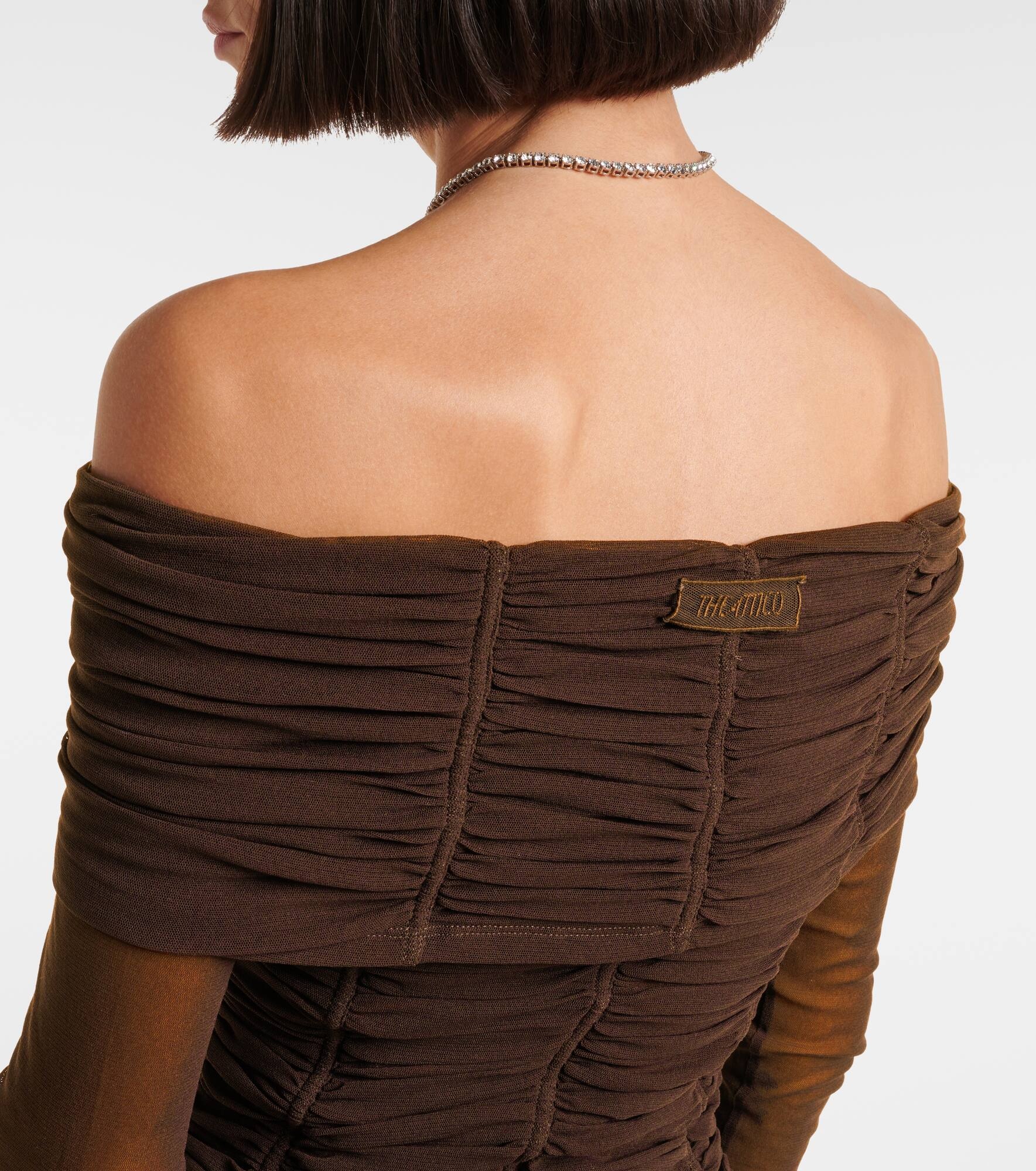 Ruched off-shoulder jersey minidress - 6