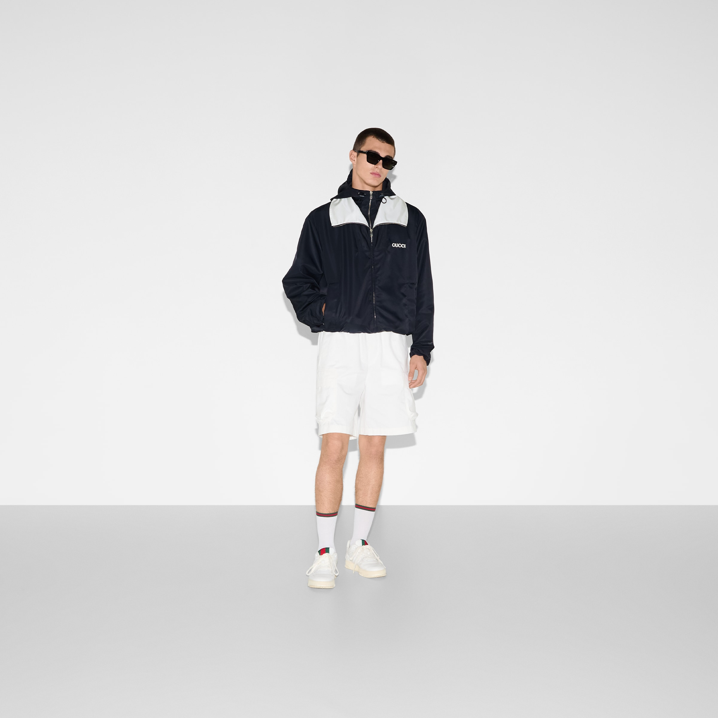 Nylon twill jacket with patch - 2