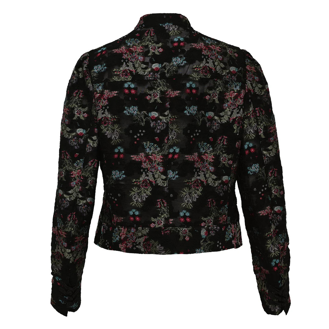 Floral Pattern Cut Jacquard Jacket - 2
