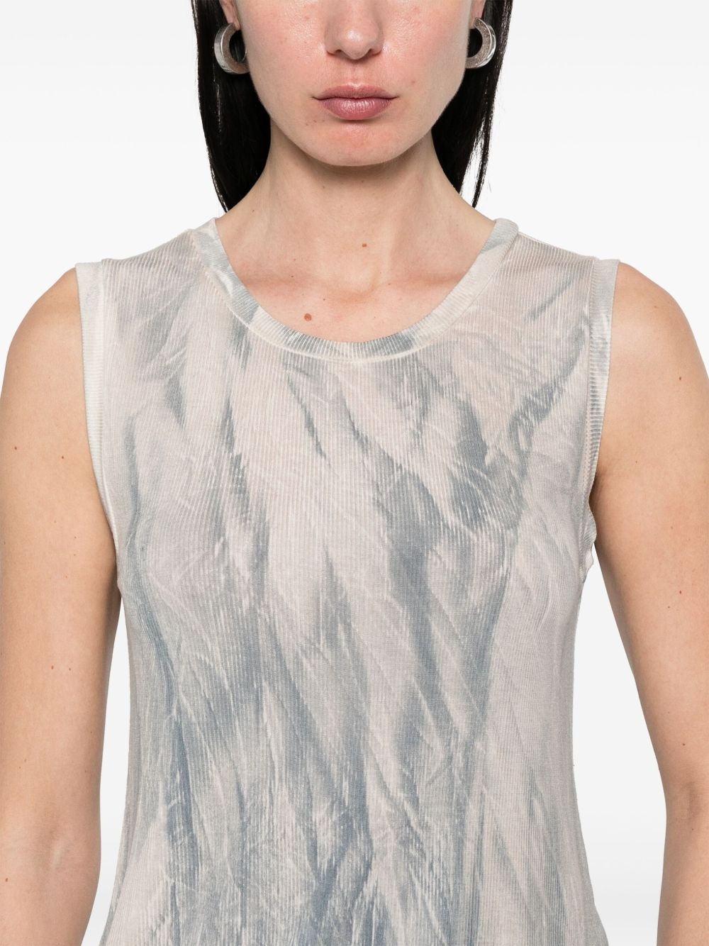 marbled-pattern tank top - 5