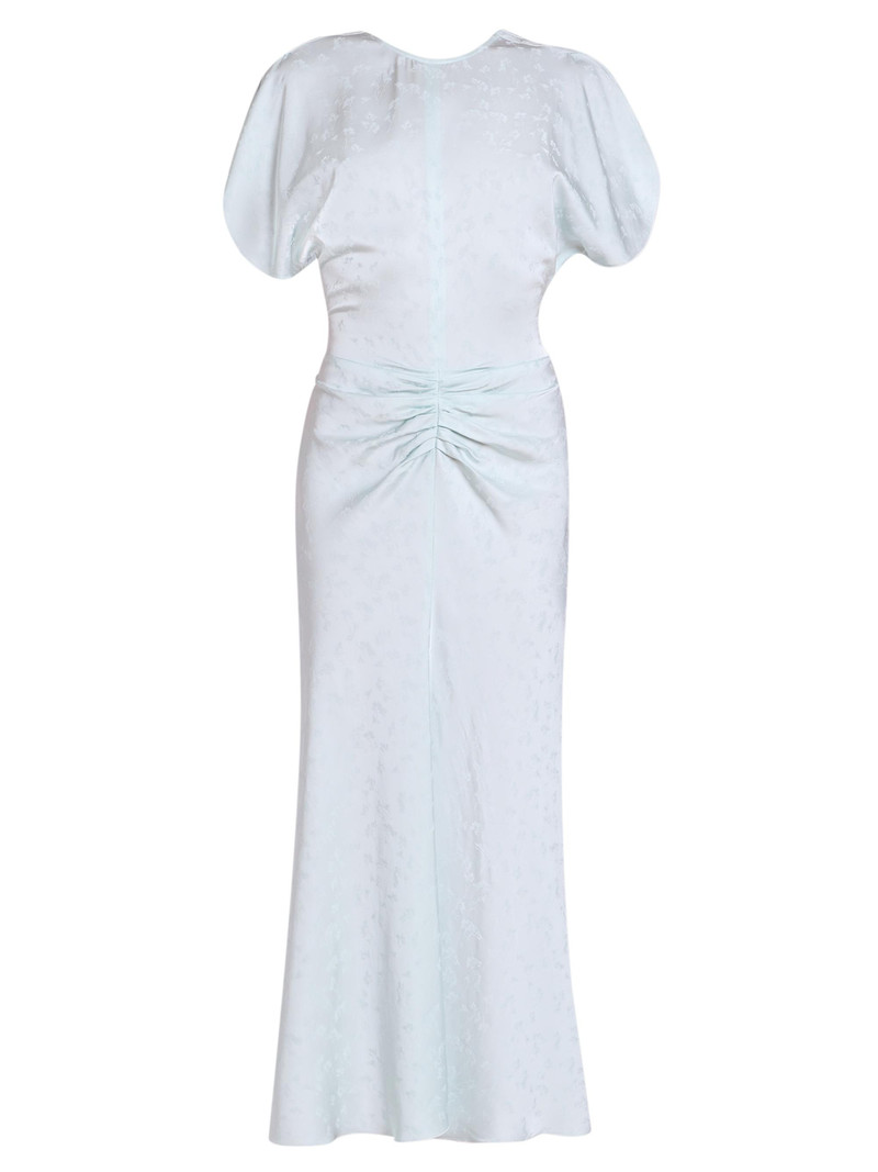 Women's Gathered Waist Burnout Velvet Midi-Dress - Aquamarine 1