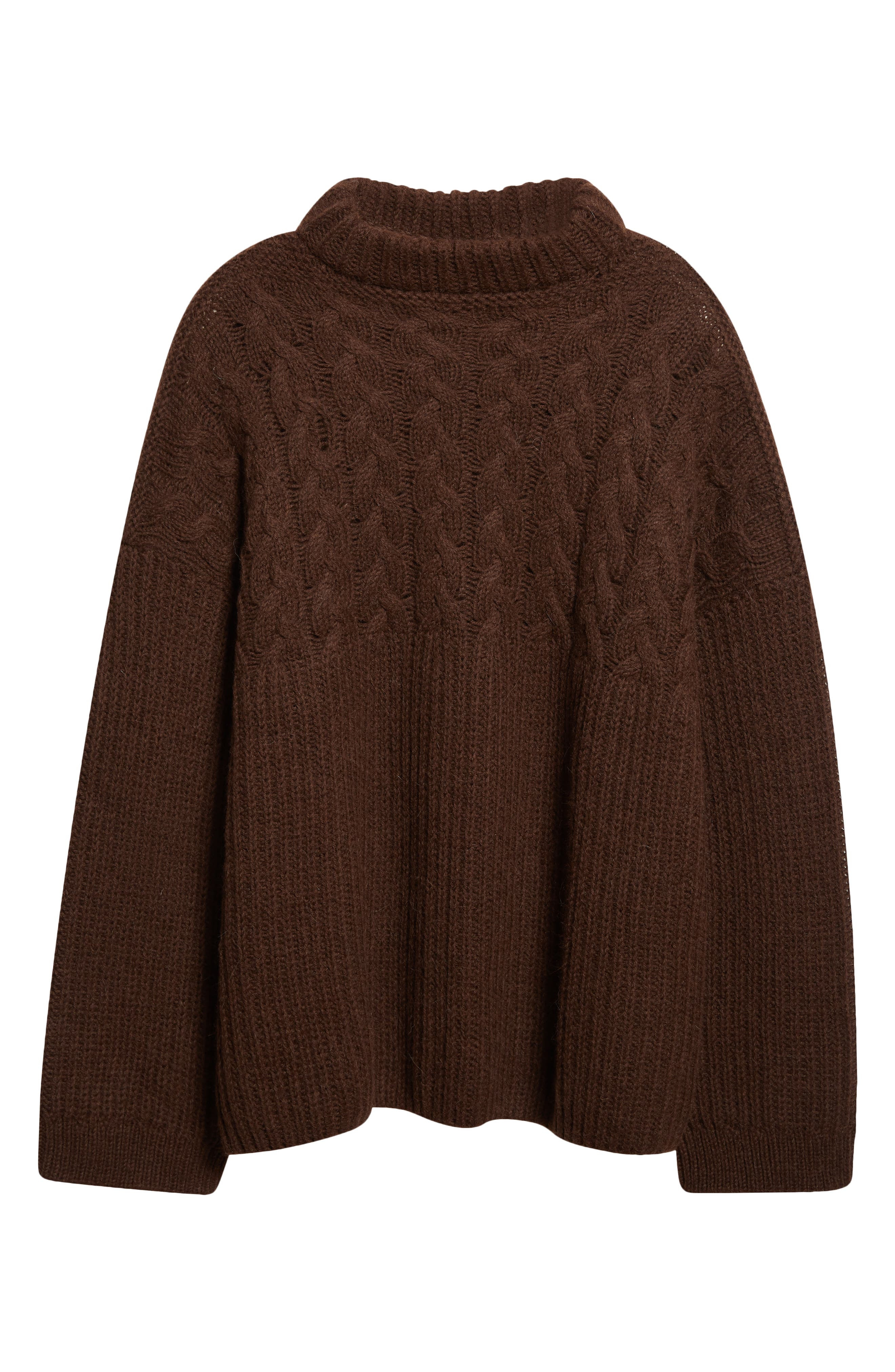 Cecilie Bahnsen Belinda Mixed Stitch Wool & Alpaca Sweater in Brown at Nordstrom - 6